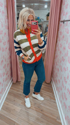 THINK OUTSIDE THE LINES COLORBLOCK STRIPE CARDIGAN