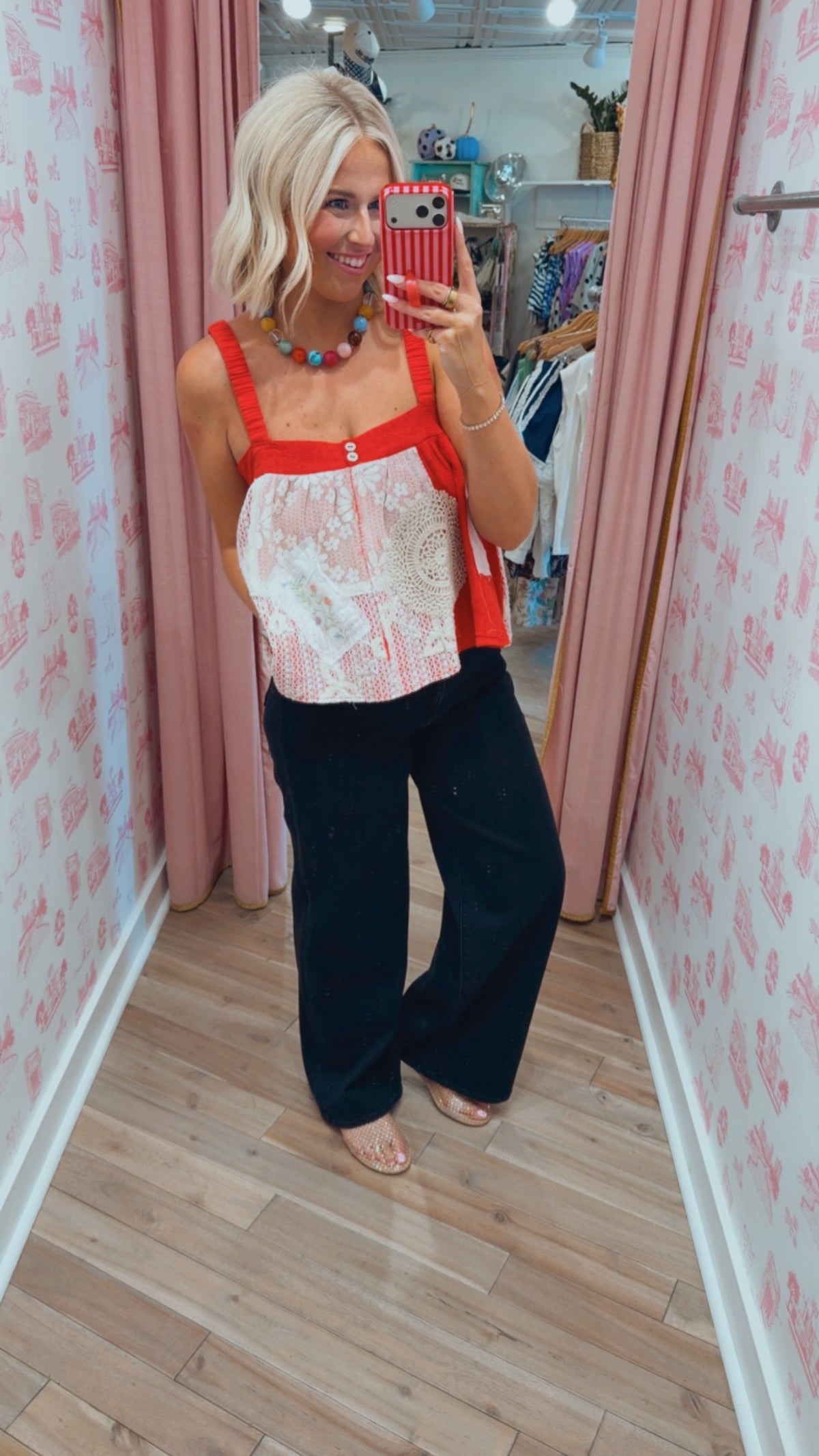 PIECE IT TOGETHER PATCHWORK TOP - RED