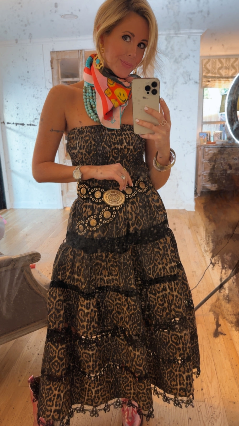 THE ONE FOR YOU STRAPLESS MIDI DRESS - LEOPARD