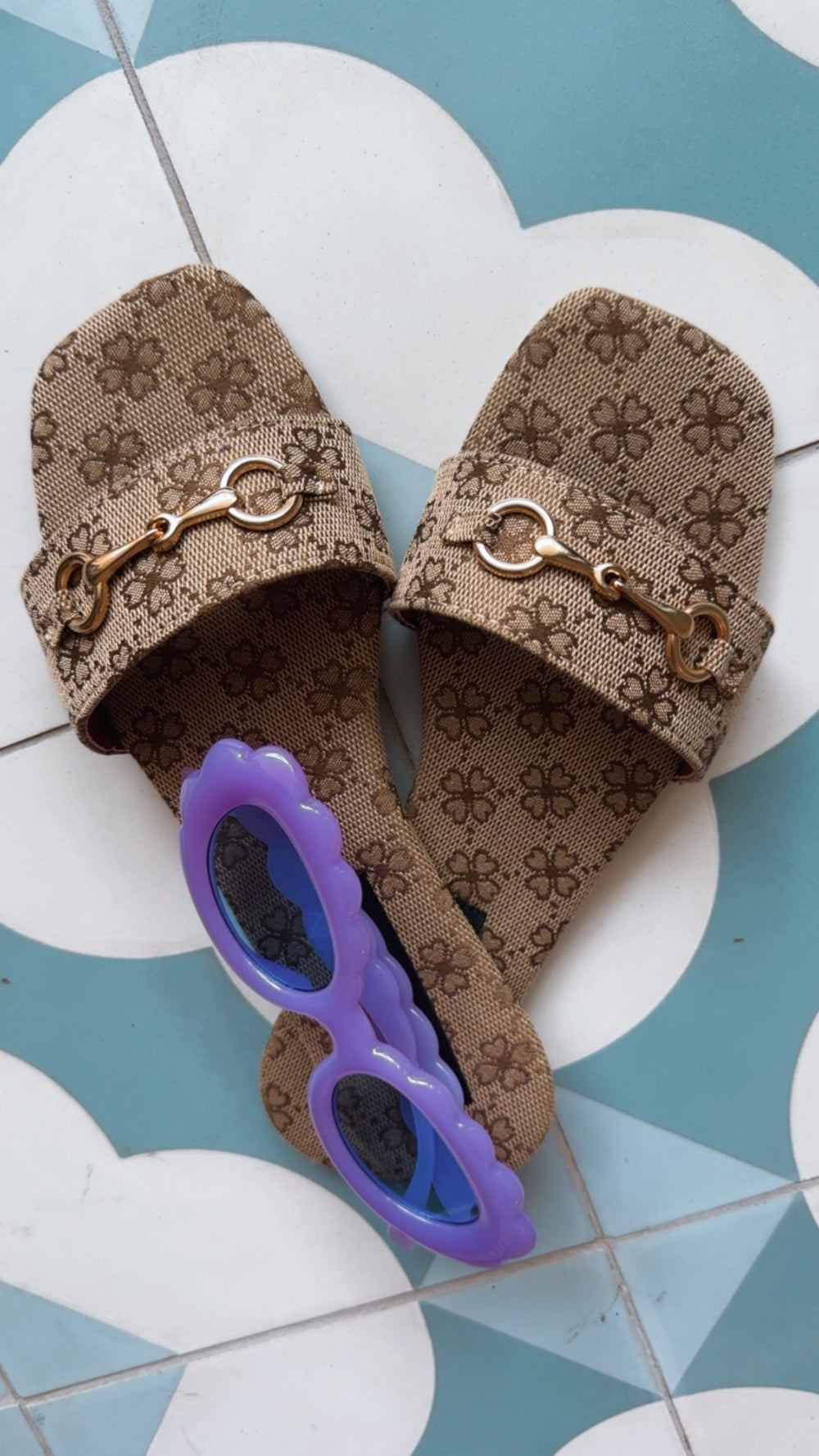 PATRIZIA FLORAL HORSEBIT SANDAL - BROWN