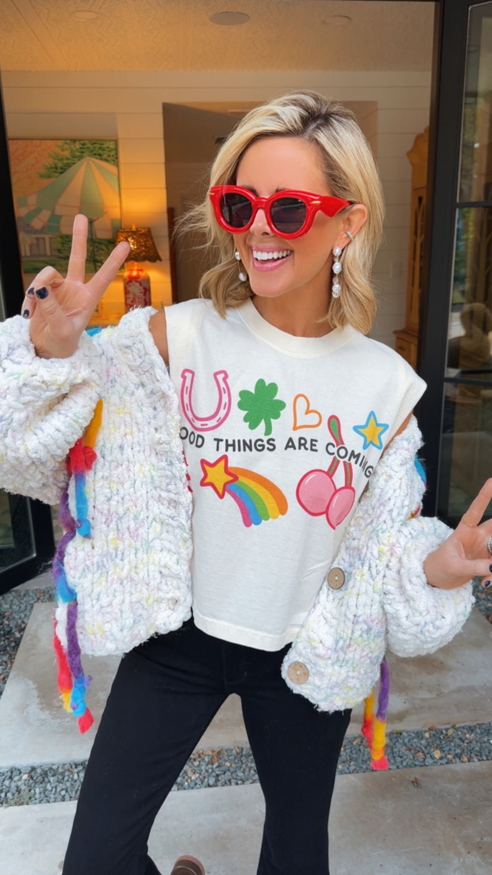 GOOD THINGS ARE COMING MUSCLE TEE - WHITE