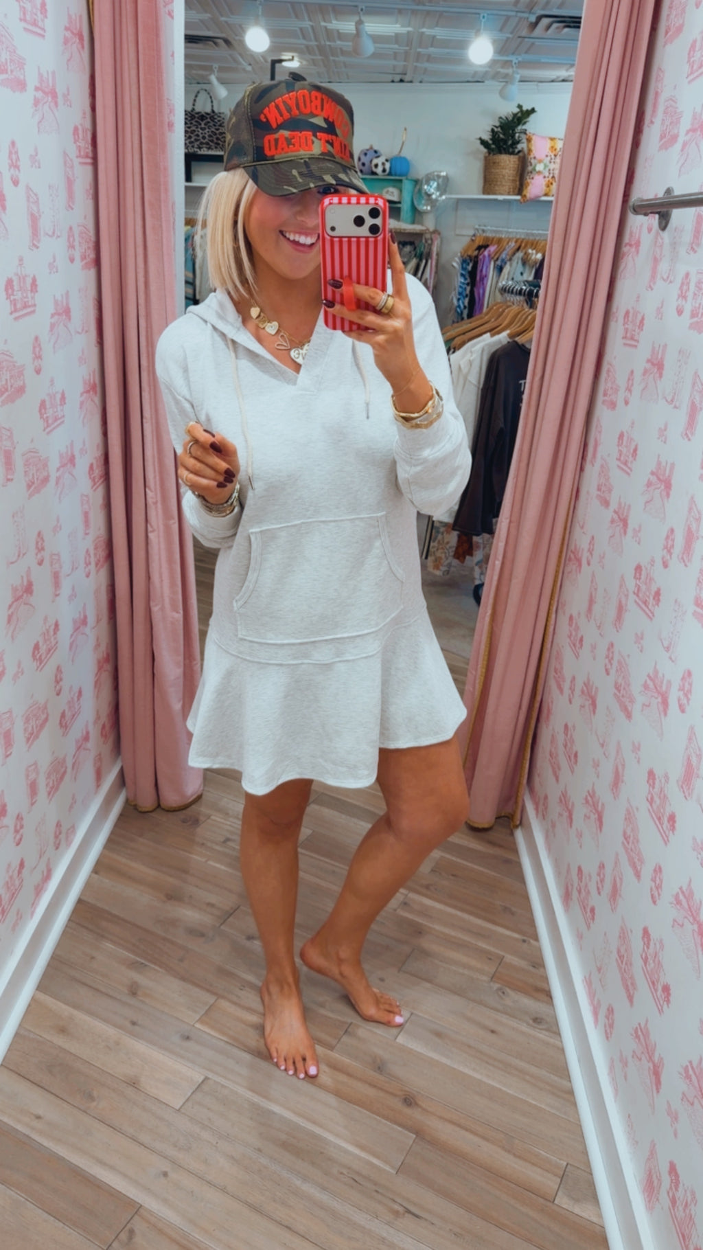 MAKE A DAY OF IT HOODIE DROP WAIST DRESS - GREY