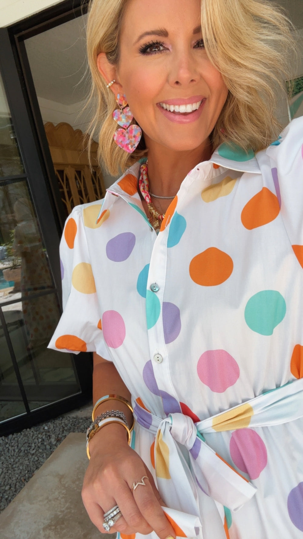 DANIELA POLKA DOT MIDI DRESS - WHITE/MULTI