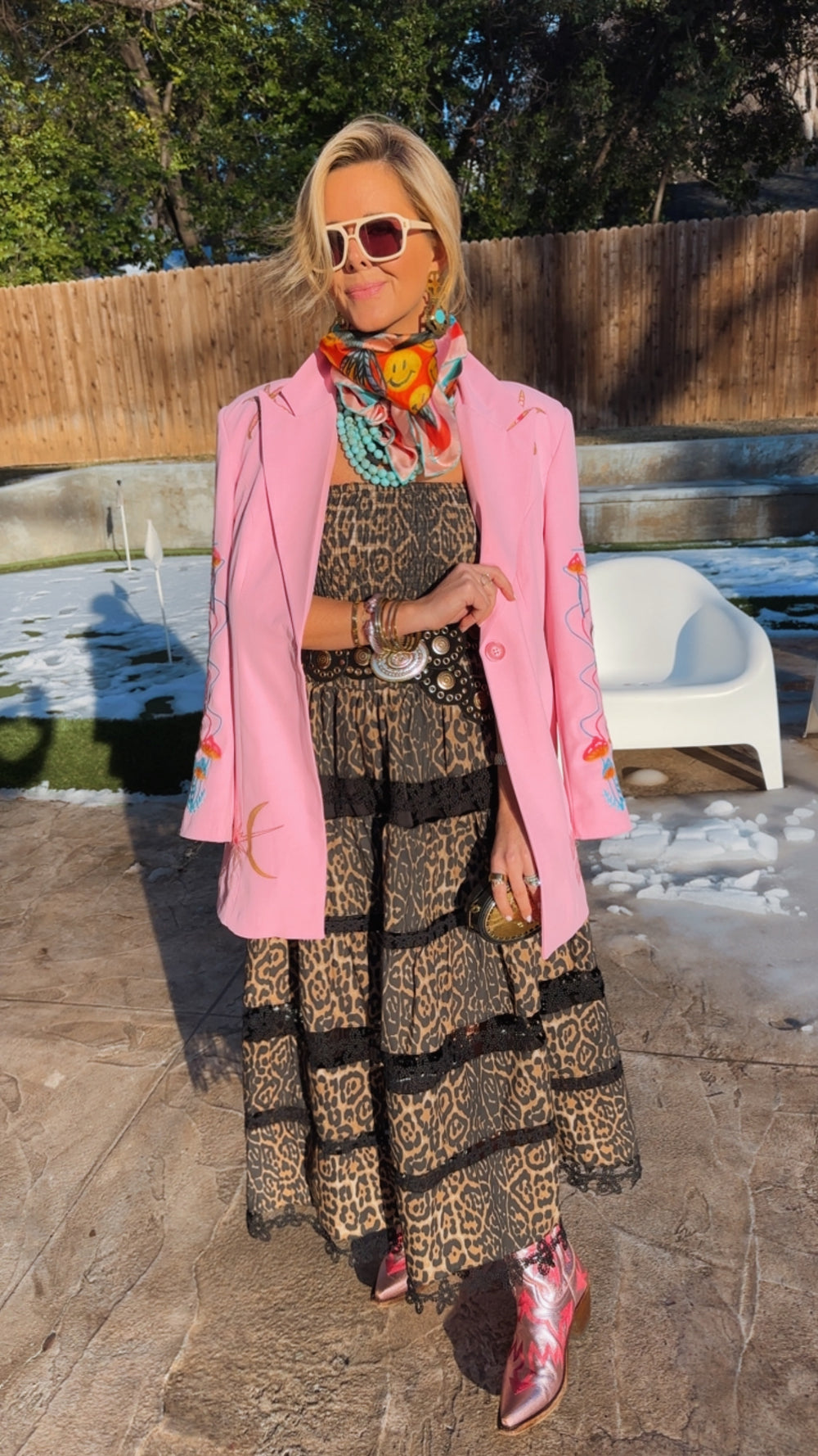 THE ONE FOR YOU STRAPLESS MIDI DRESS - LEOPARD