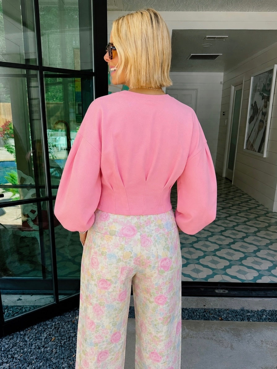 BLAIR BALLOON SLEEVE SWEATSHIRT - PINK