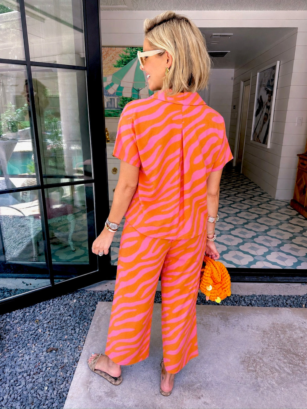 TANYA TIGER PANT SET - TANGERINE