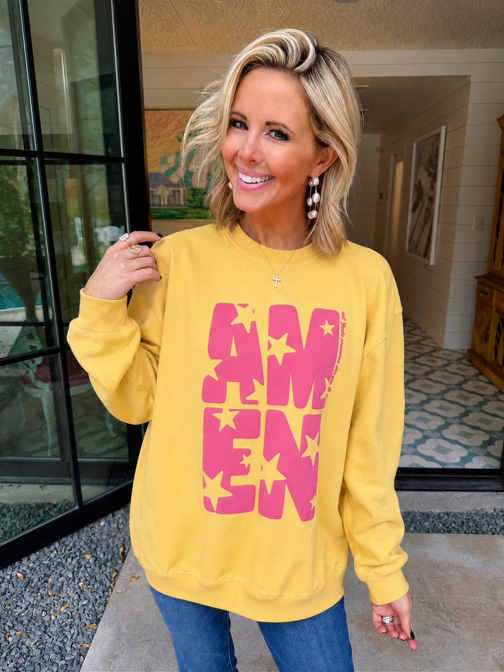 AMEN STARS SWEATSHIRT - YELLOW