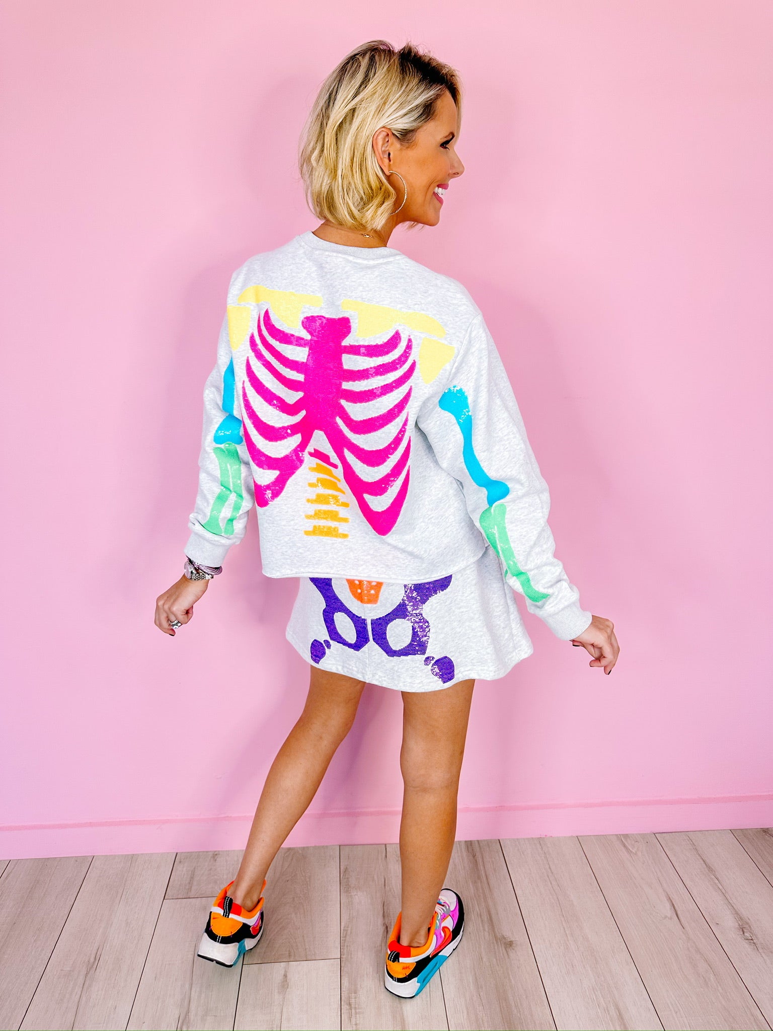 NEON SKELETON SWEATSHIRT - GREY