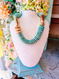 DANIELA DISC GOLD NECKLACE - TURQUOISE