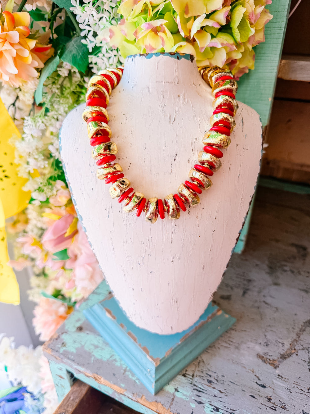 GOLDEN GROVE NECKLACE - RED/GOLD