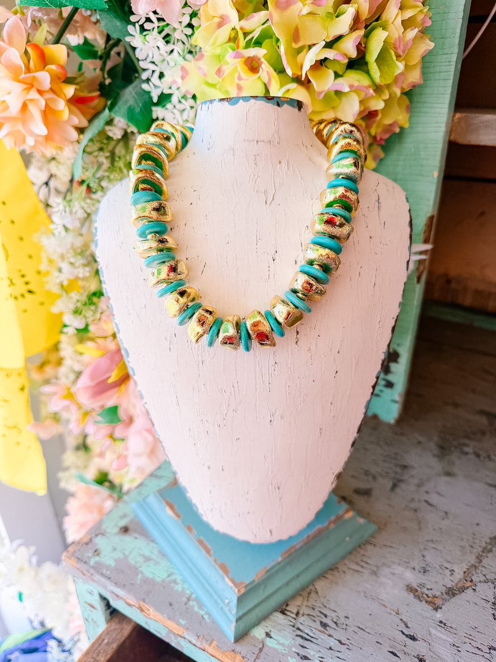 GOLDEN GROVE NECKLACE - TURQUOISE/GOLD