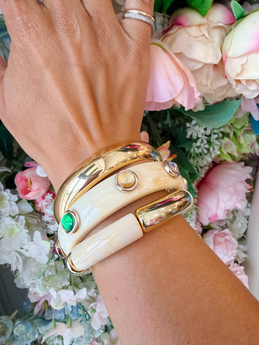 THRICE AS NICE BANGLE SET - IVORY