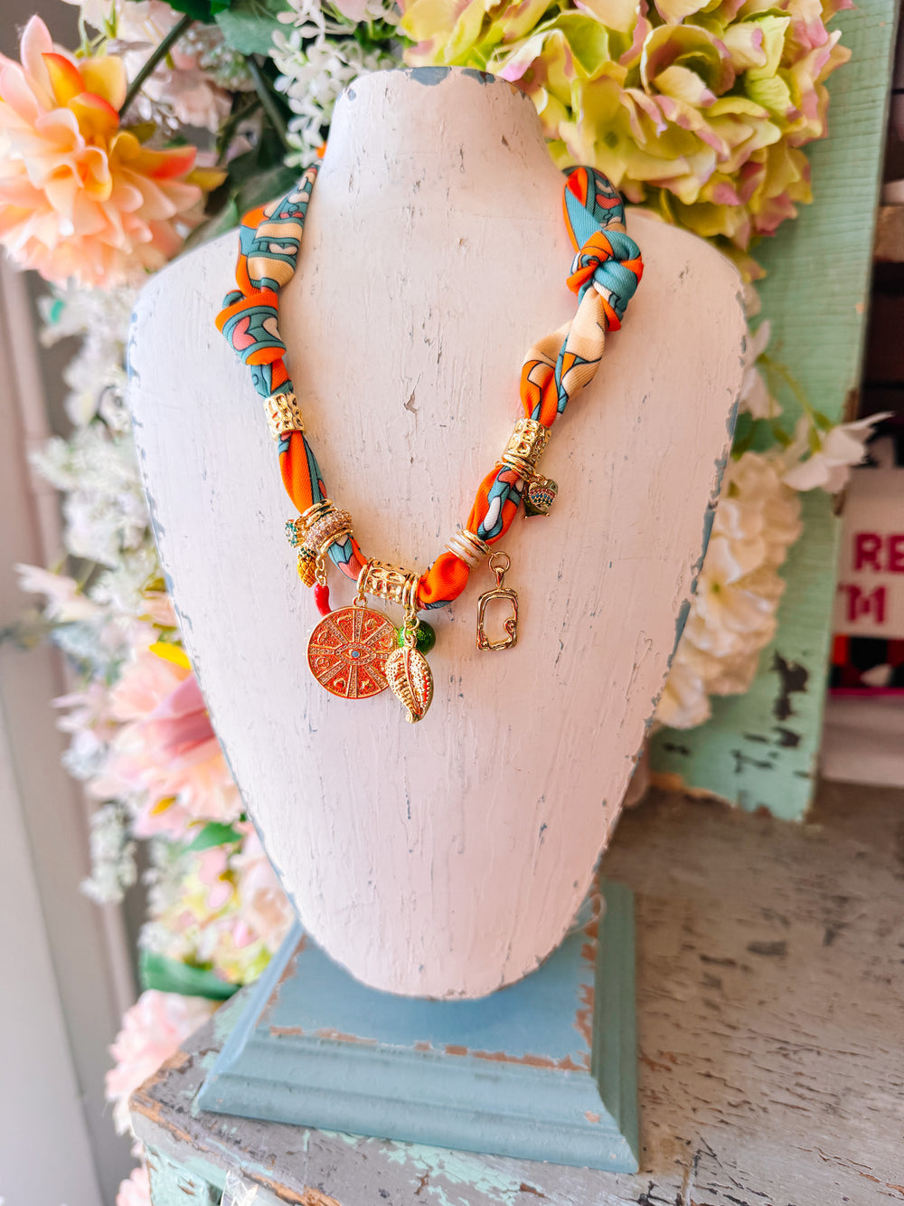 CAMRON MULTI CHARM SCARF NECKLACE
