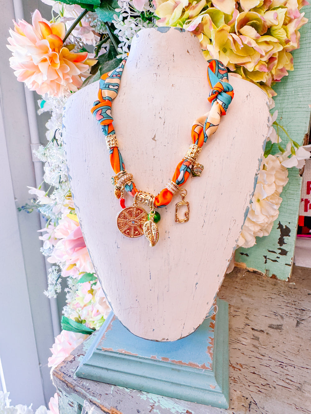 CAMRON MULTI CHARM SCARF NECKLACE