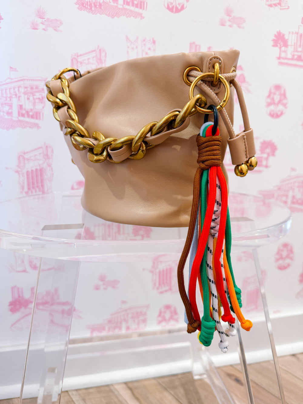 CAM COLORFUL CORD FRINGE BAG CHARM