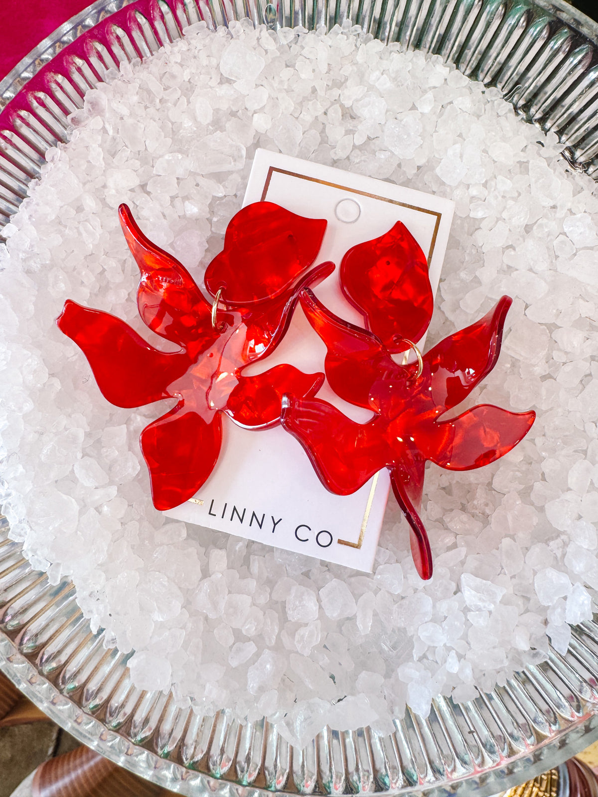 FLORA EARRINGS - PEARLIZED RED