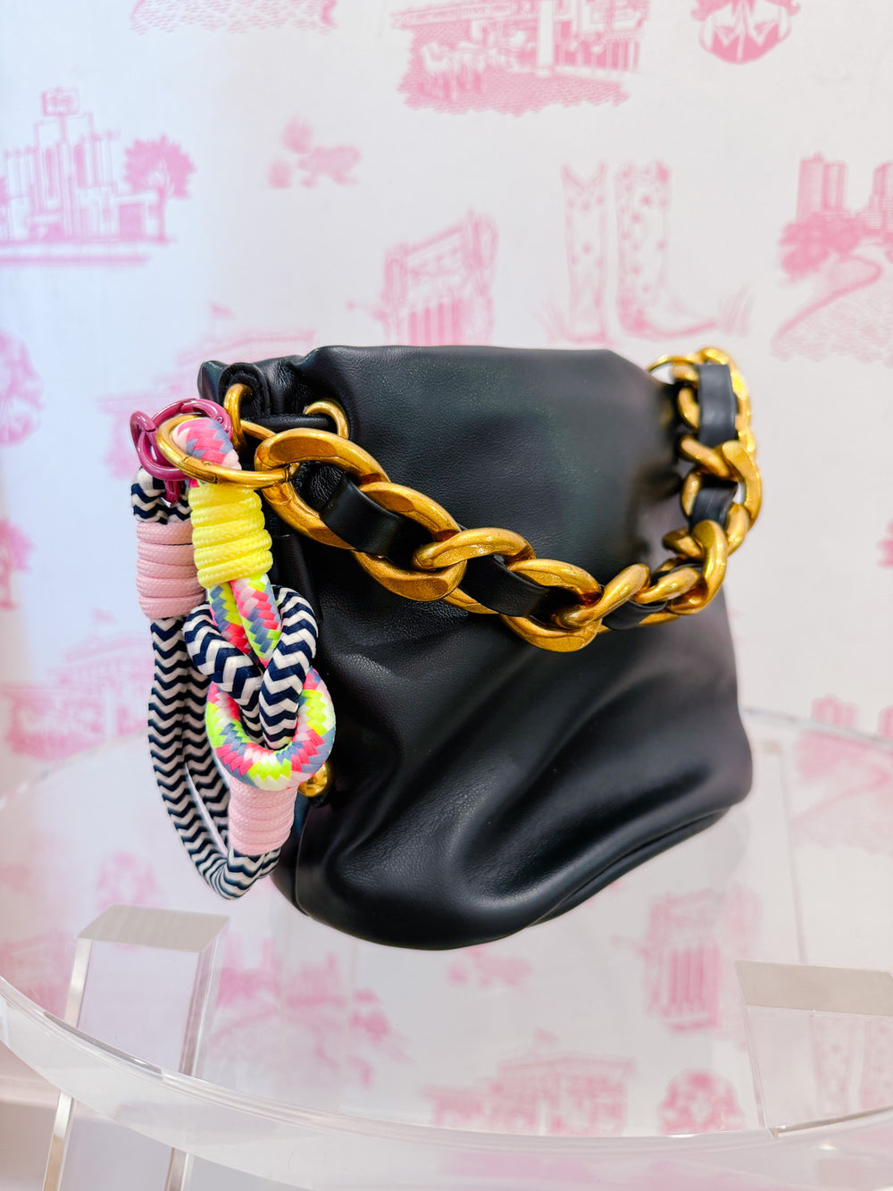 KID YOU KNOT COLORFUL ROPE BAG CHARM - NAVY/WHITE