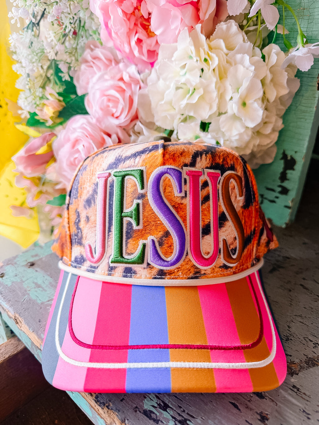 JESUS TIGER STRIPE CANVAS TRUCKER HAT