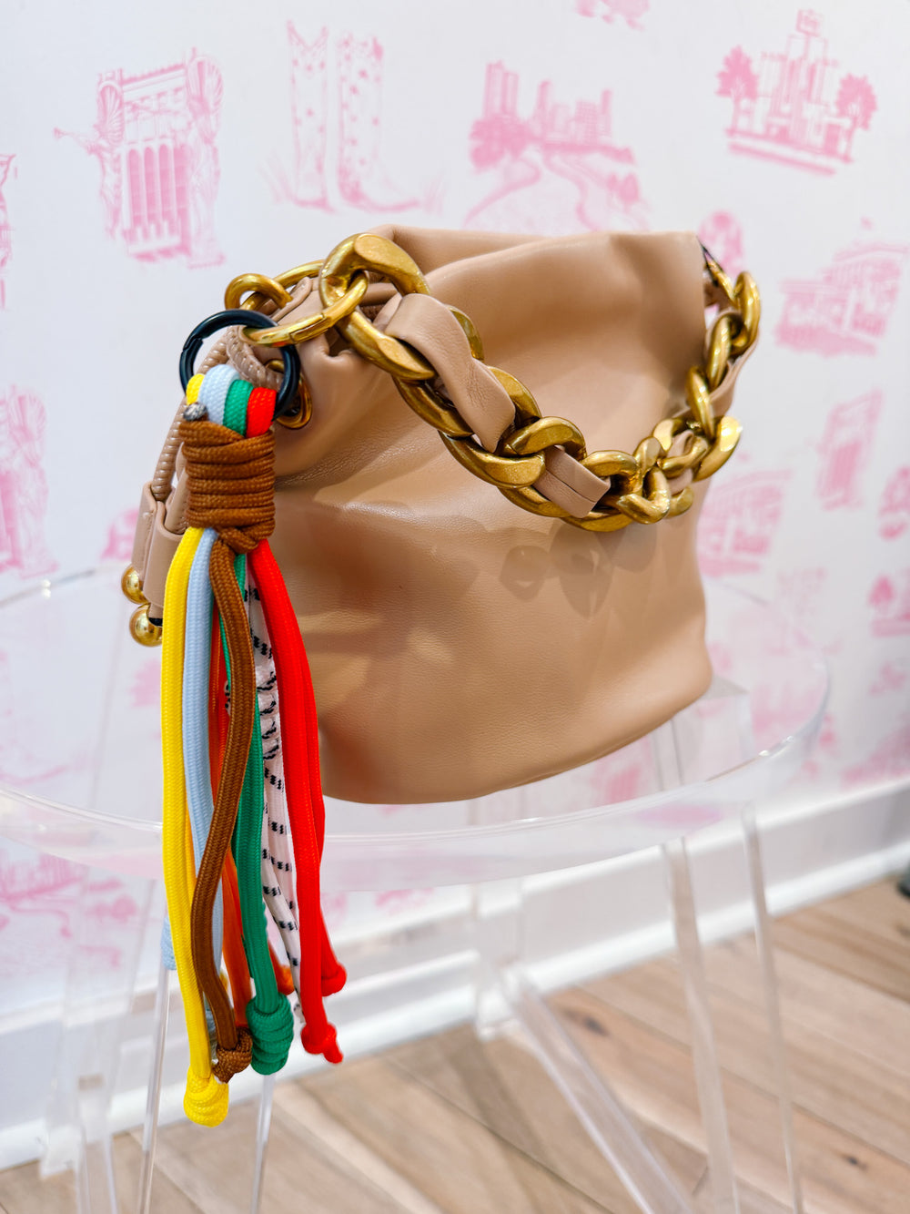CAM COLORFUL CORD FRINGE BAG CHARM