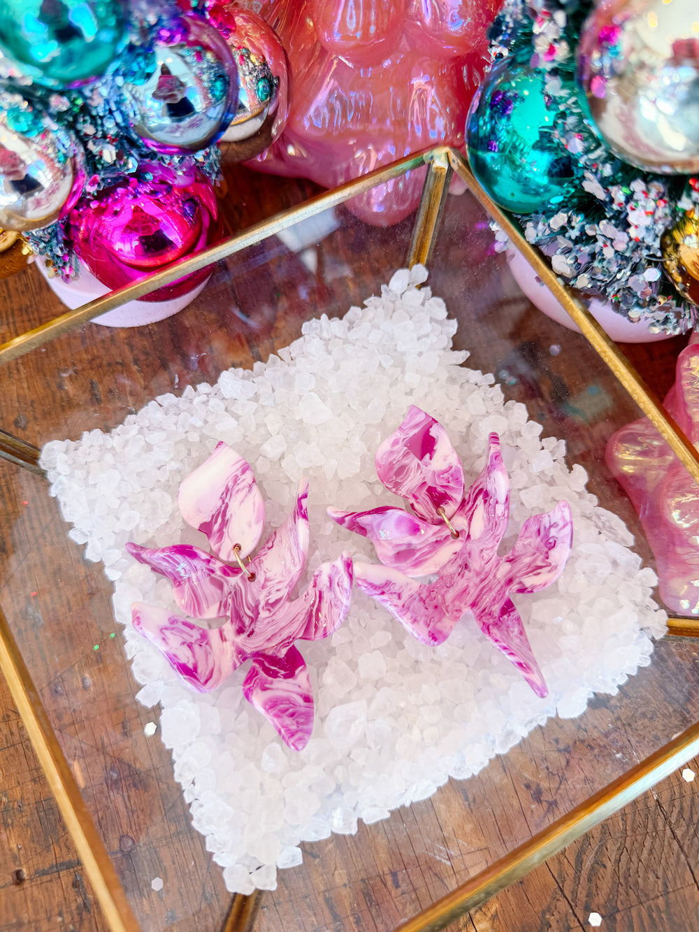 FLORA EARRING - PURPLE MARBLE