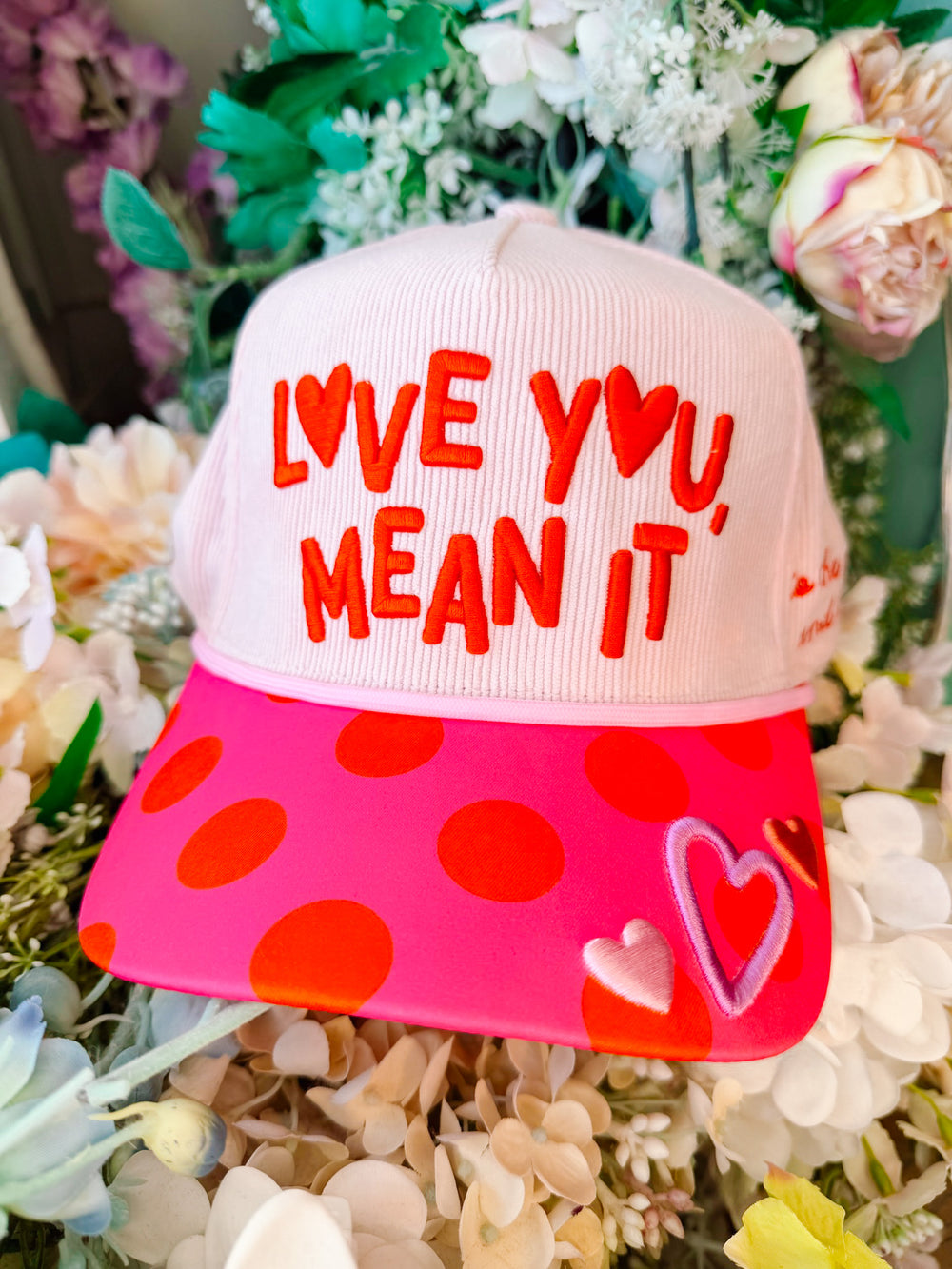 LOVE YOU MEAN IT CANVAS TRUCKER HAT