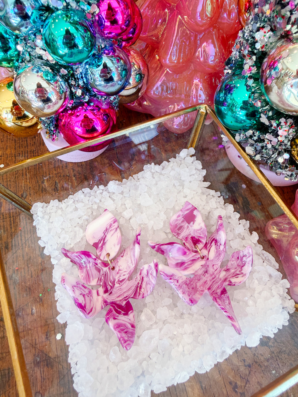 FLORA EARRING - PURPLE MARBLE