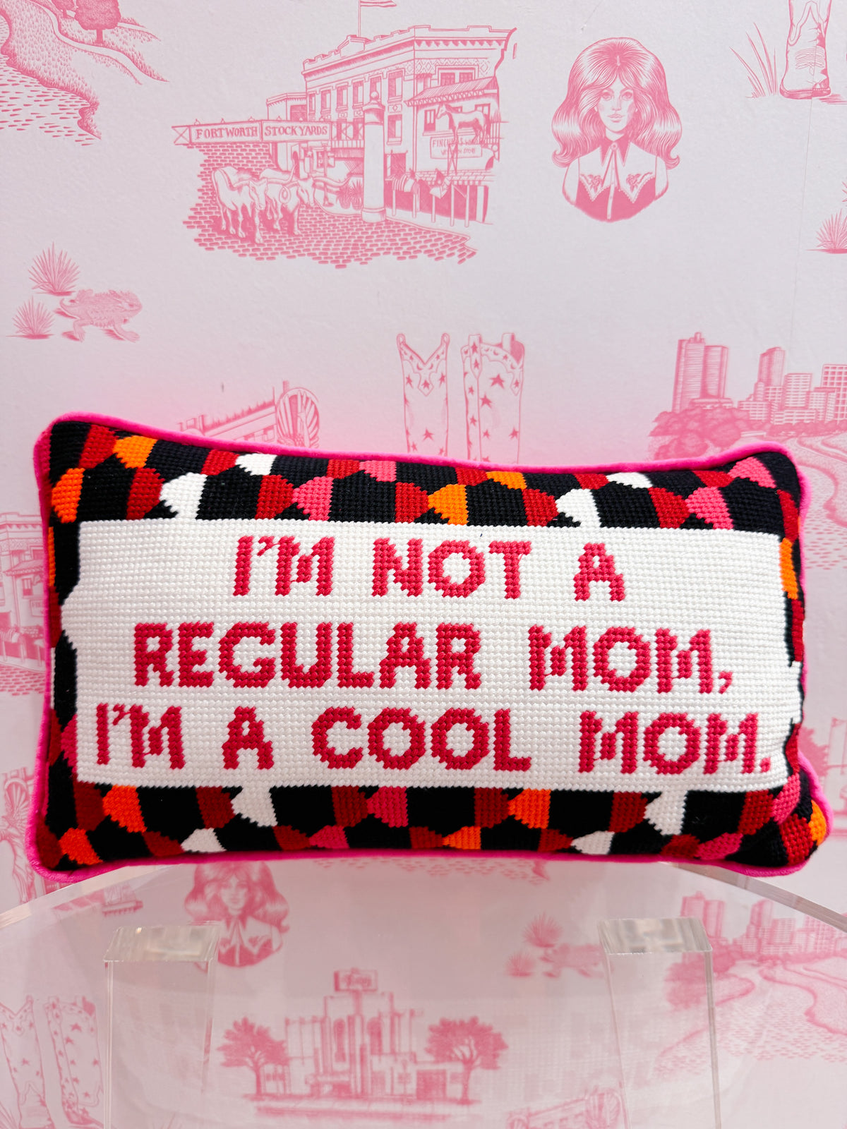 COOL MOM NEEDLEPOINT PILLOW