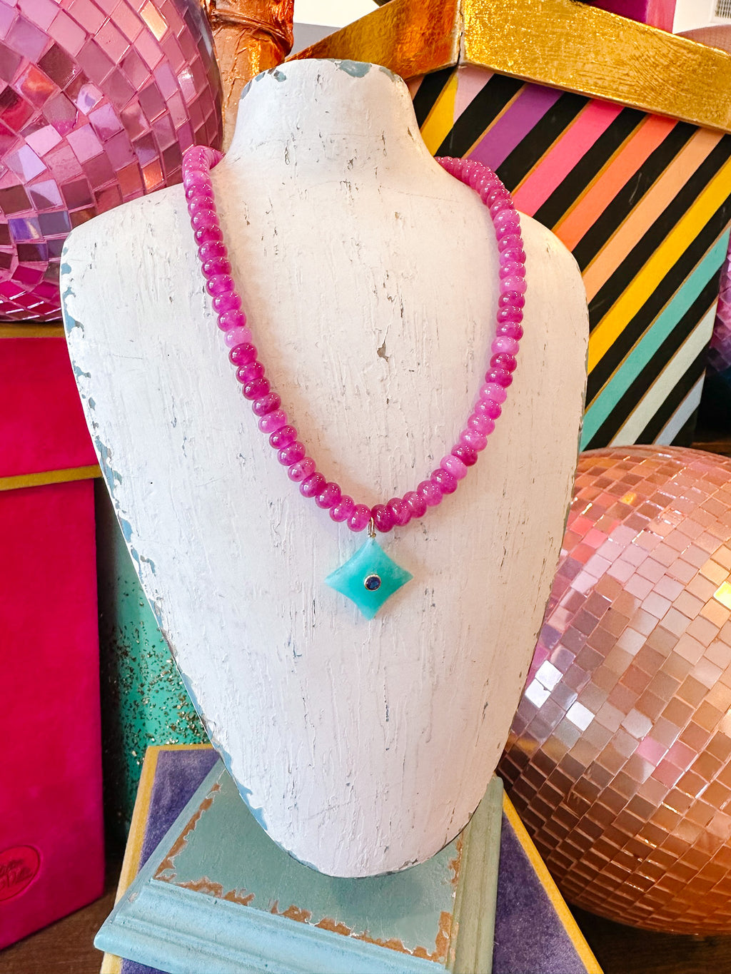 SHINE BRIGHT DIAMOND PENDANT NECKLACE - PINK