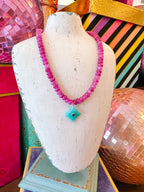 SHINE BRIGHT DIAMOND PENDANT NECKLACE - PINK
