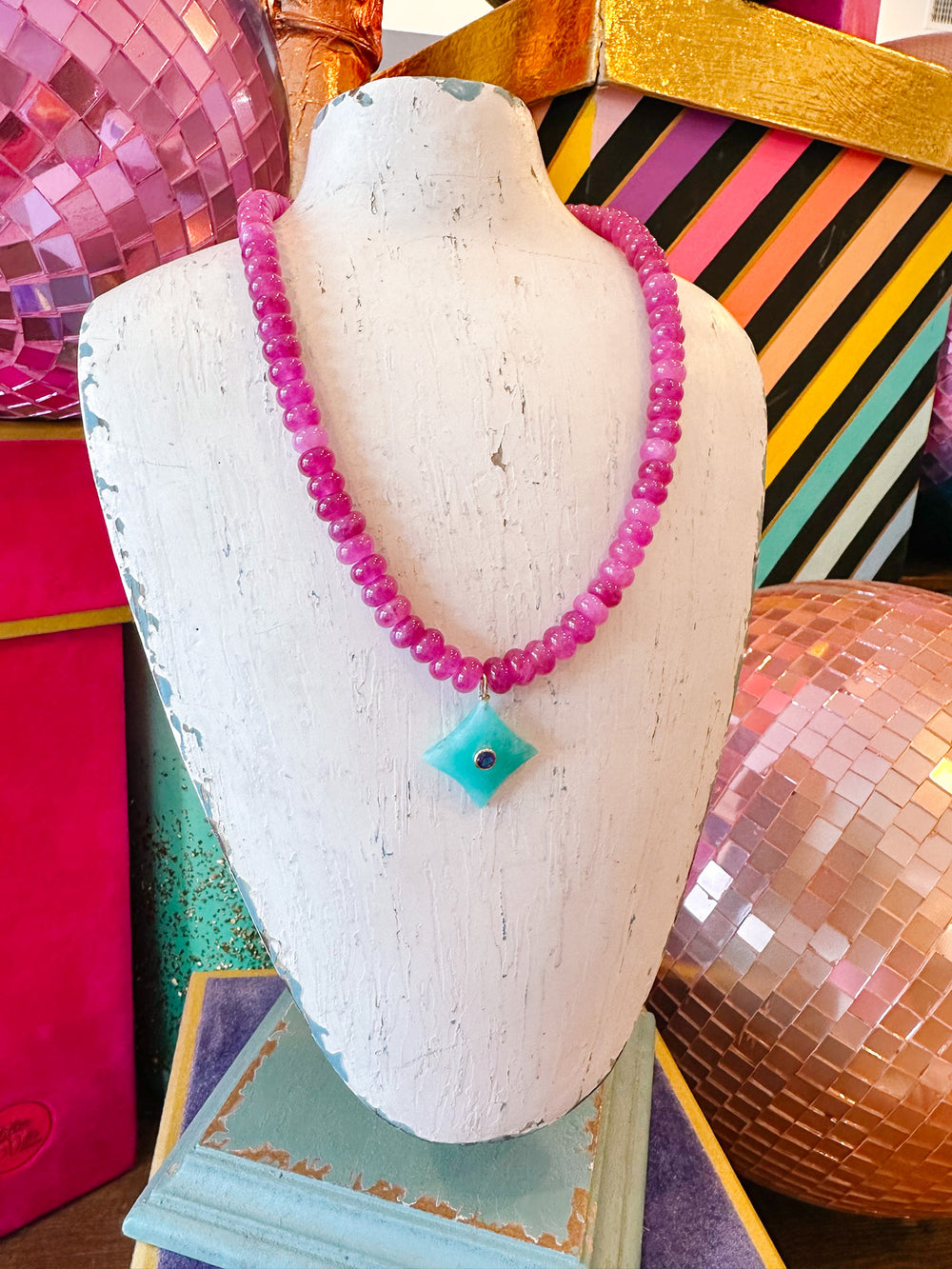 SHINE BRIGHT DIAMOND PENDANT NECKLACE - PINK