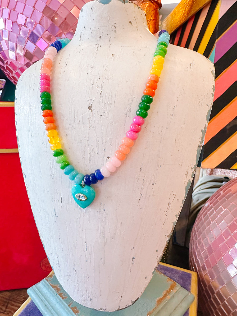 GLIMPSE INTO YOUR HEART BEADED NECKLACE - RAINBOW