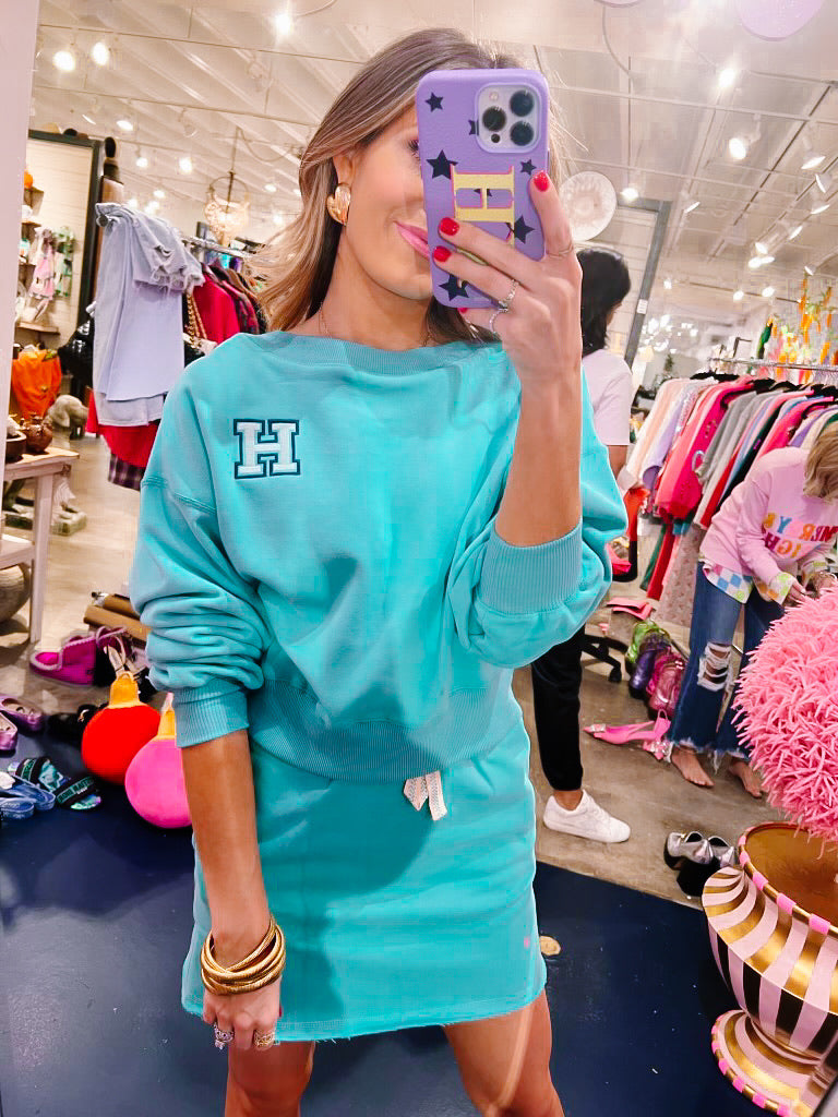 IN A HURRY SWEATSHIRT - TURQUOISE