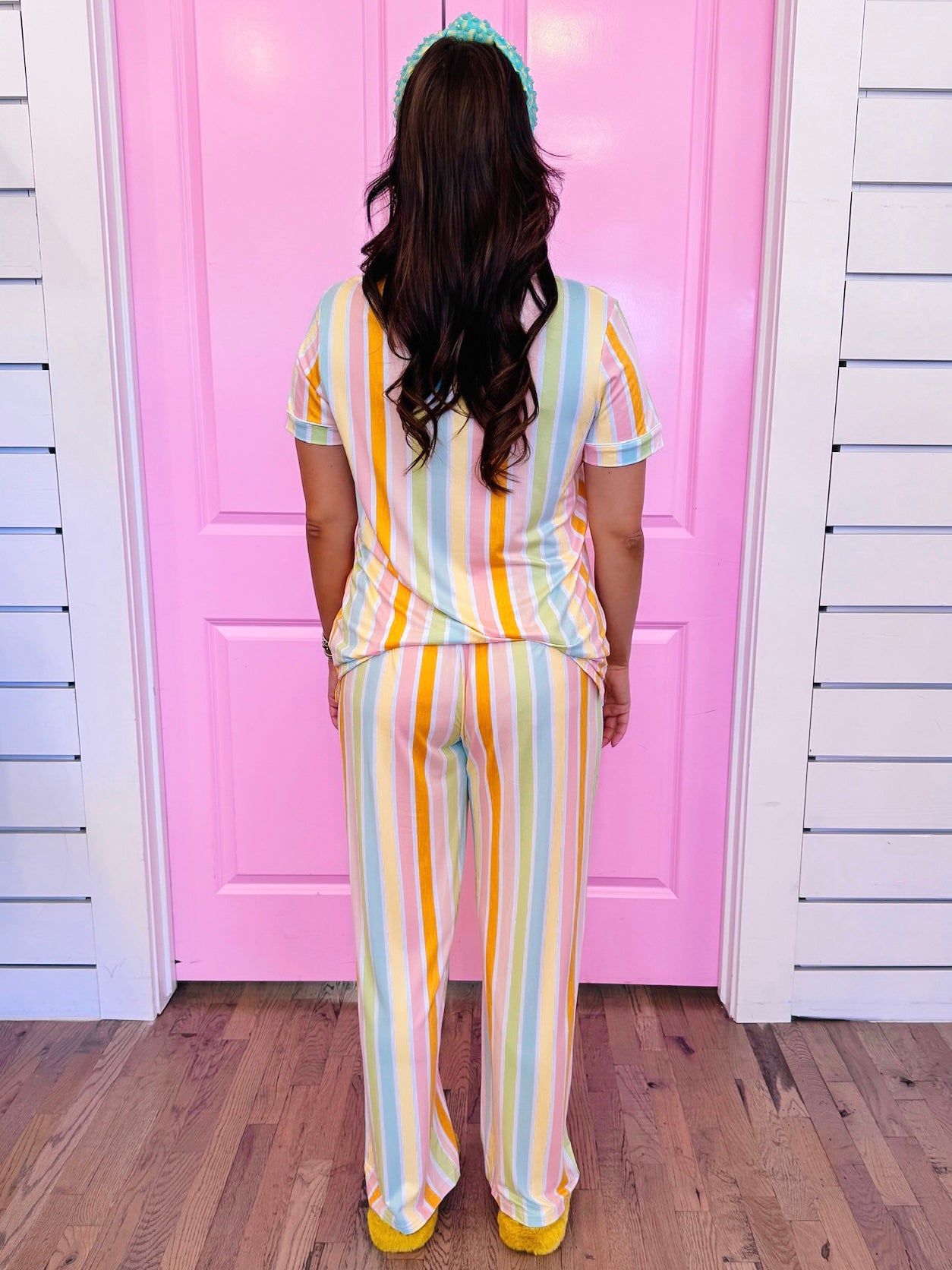 CANDY STRIPE BUTTON UP PJ TOP