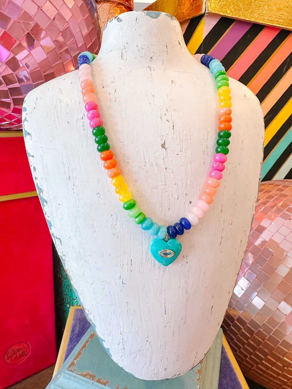 GLIMPSE INTO YOUR HEART BEADED NECKLACE - RAINBOW