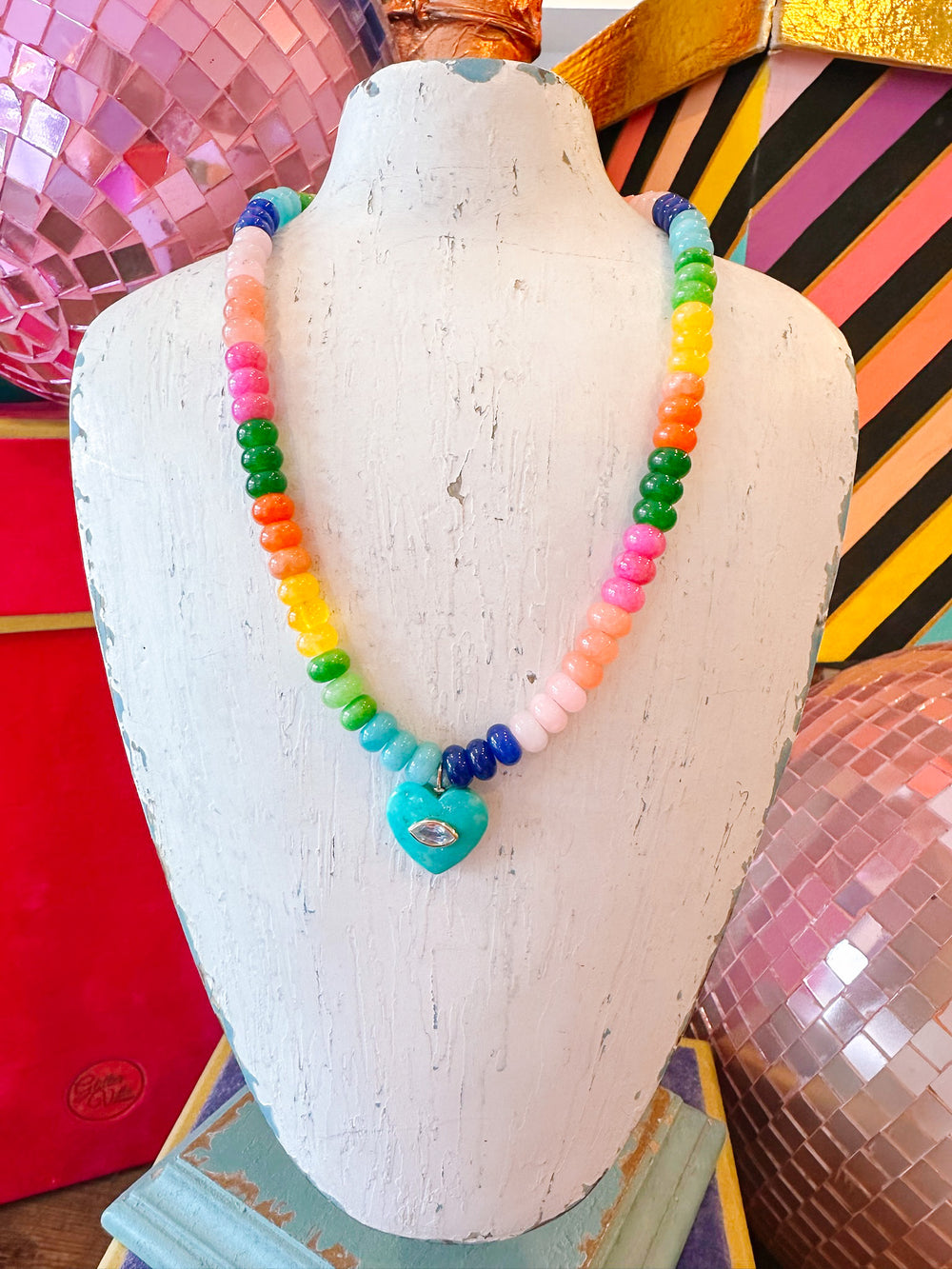 GLIMPSE INTO YOUR HEART BEADED NECKLACE - RAINBOW