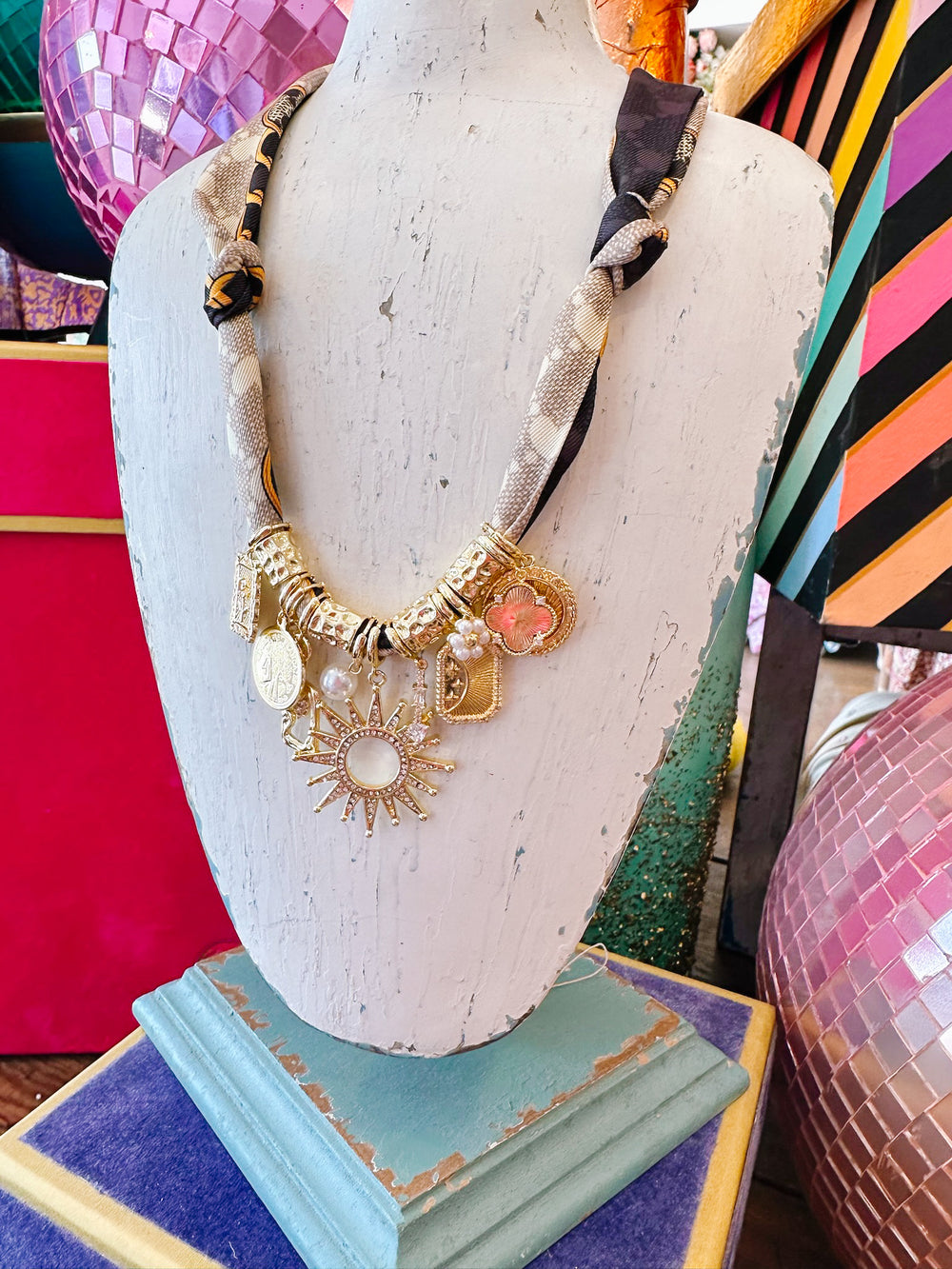 MISTY MULTI CHARM SCARF NECKLACE