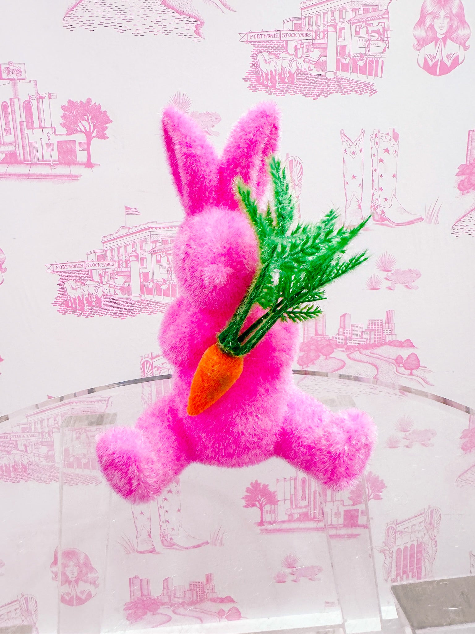 FLOCKED BUNNY WITH CARROT - 8"