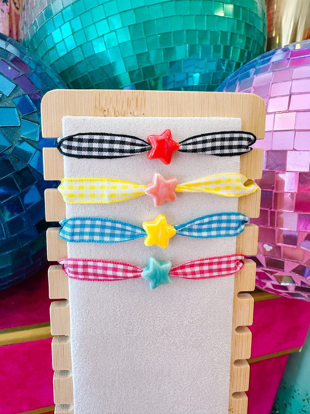 GINGHAM GIRLS CLUB ADJUSTABLE BRACELET - STAR - SET OF 4