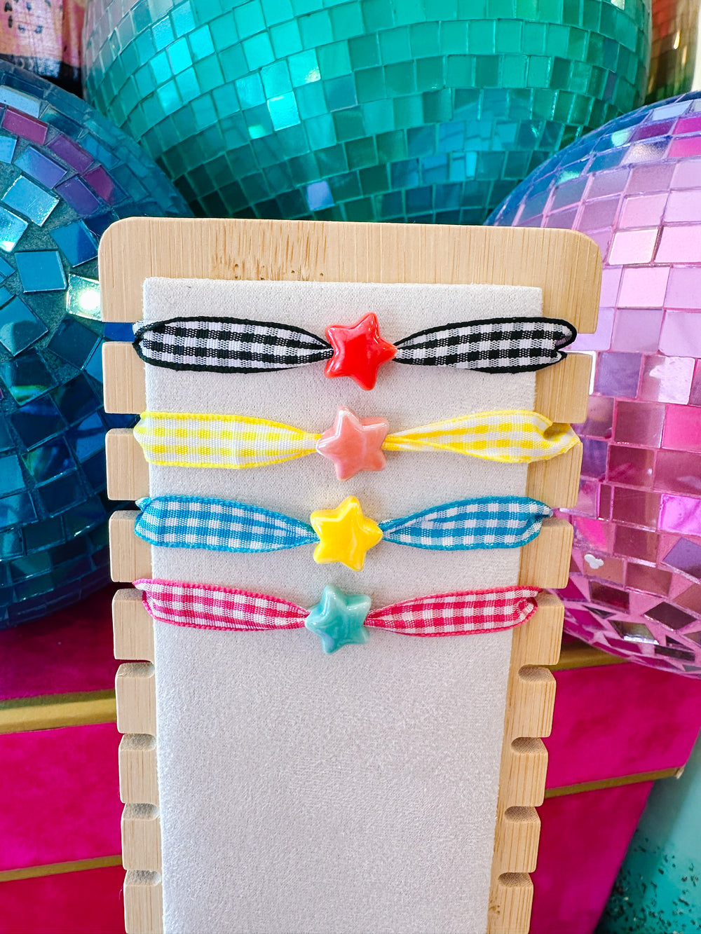 GINGHAM GIRLS CLUB ADJUSTABLE BRACELET - STAR - SET OF 4