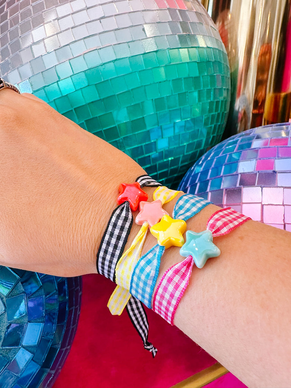 GINGHAM GIRLS CLUB ADJUSTABLE BRACELET - STAR - SET OF 4