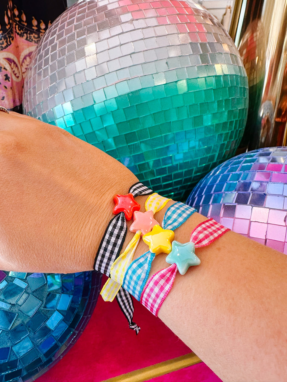 GINGHAM GIRLS CLUB ADJUSTABLE BRACELET - STAR - SET OF 4