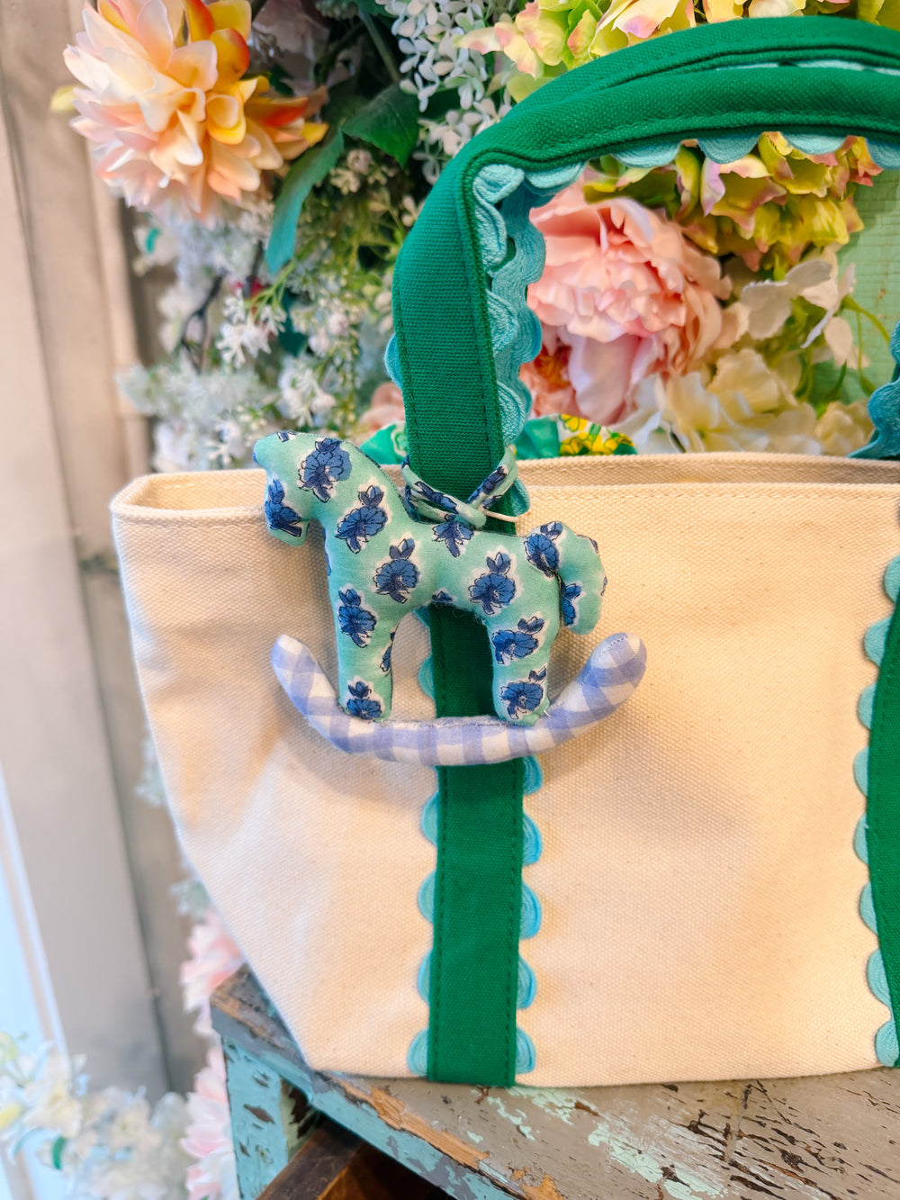 ROCKING HORSE QUILTED CHARM - BLUE