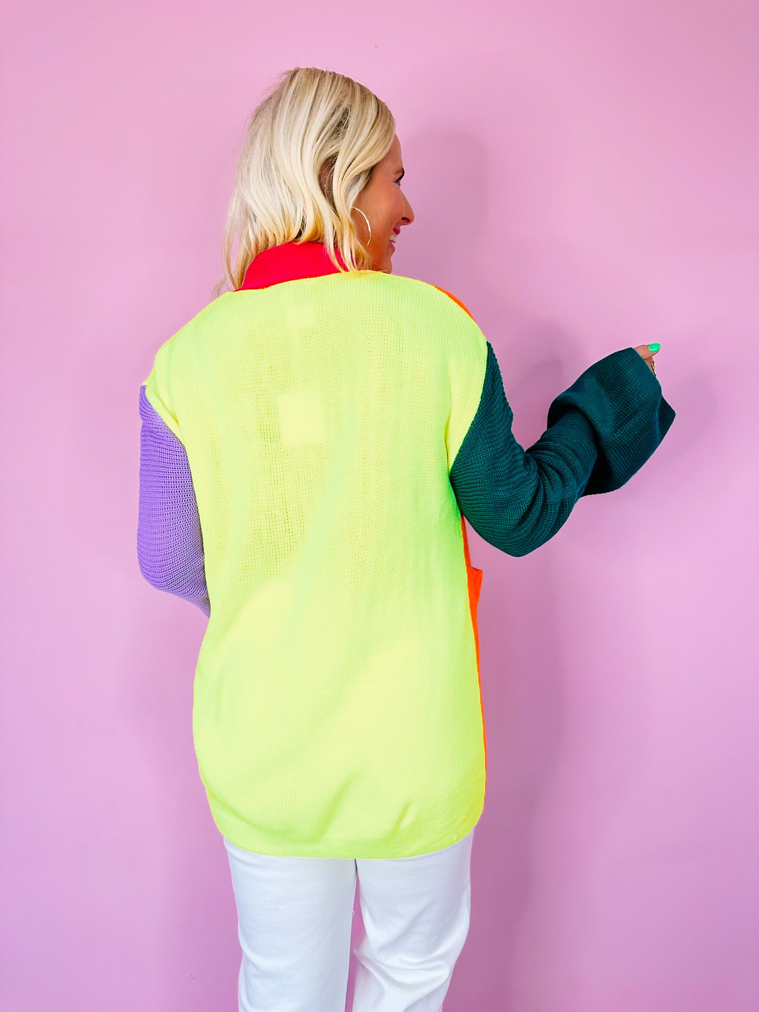 NICOLE NEON COLORBLOCK CARDIGAN