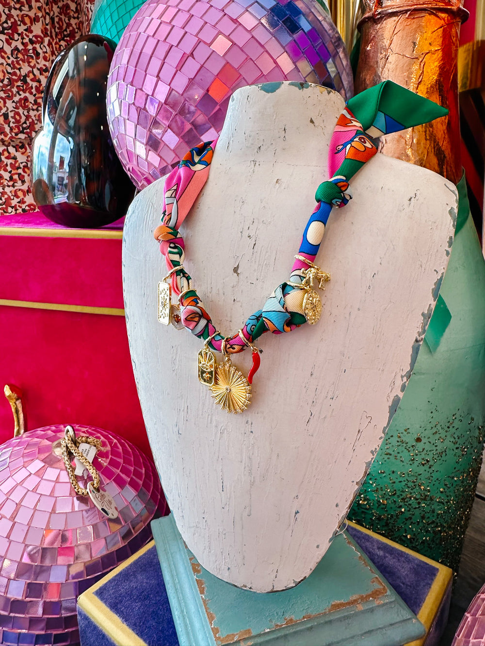 LIZA MULTI CHARM SCARF NECKLACE