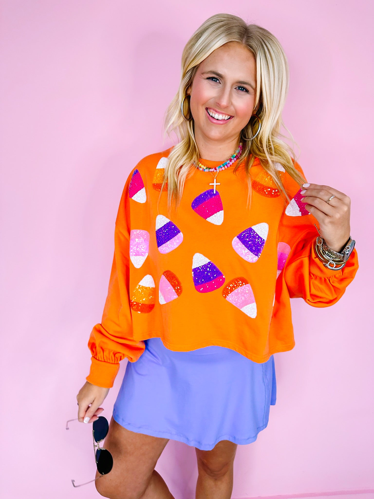 SWEETER THAN CANDY CORN SWEATSHIRT - ORANGE