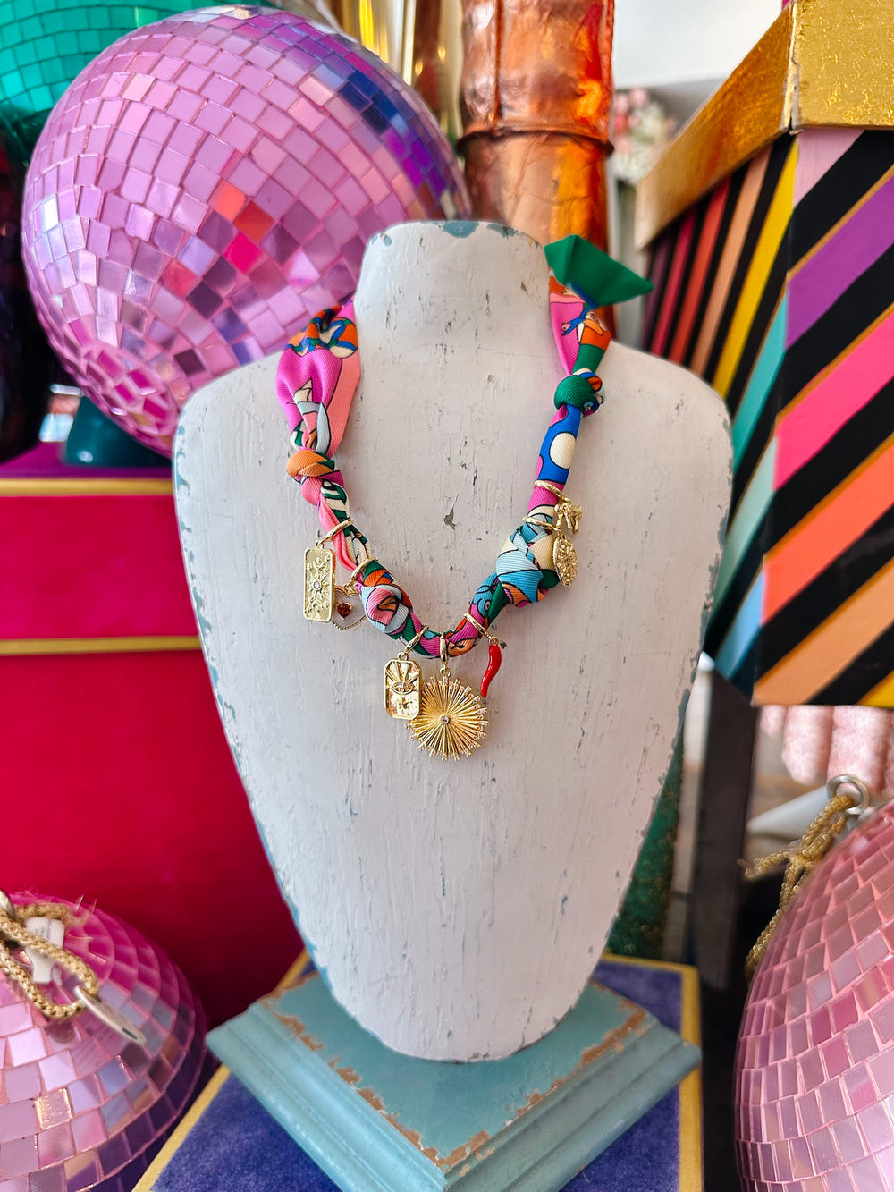 LIZA MULTI CHARM SCARF NECKLACE