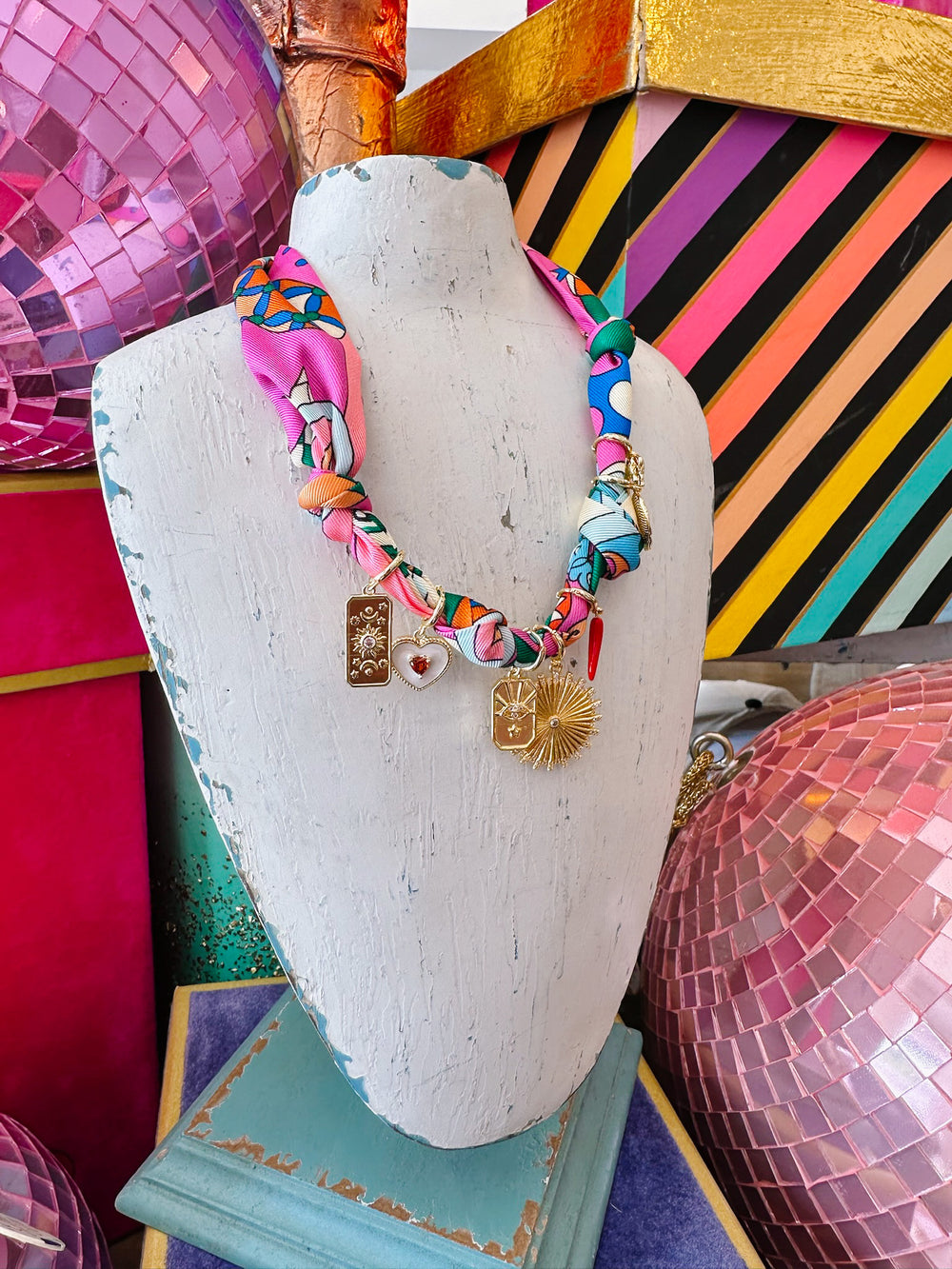 LIZA MULTI CHARM SCARF NECKLACE