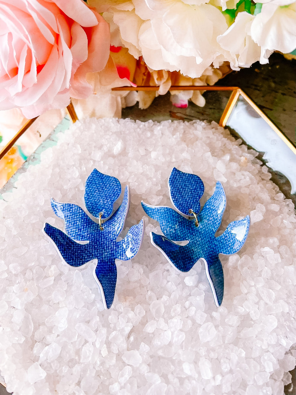 FLORA EARRINGS - DENIM