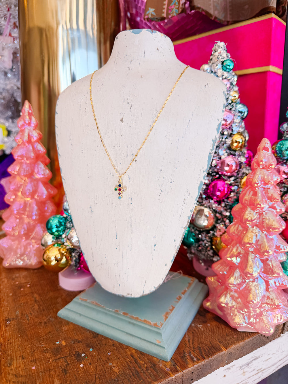 BAILEY BUBBLE CROSS NECKLACE - MULTI