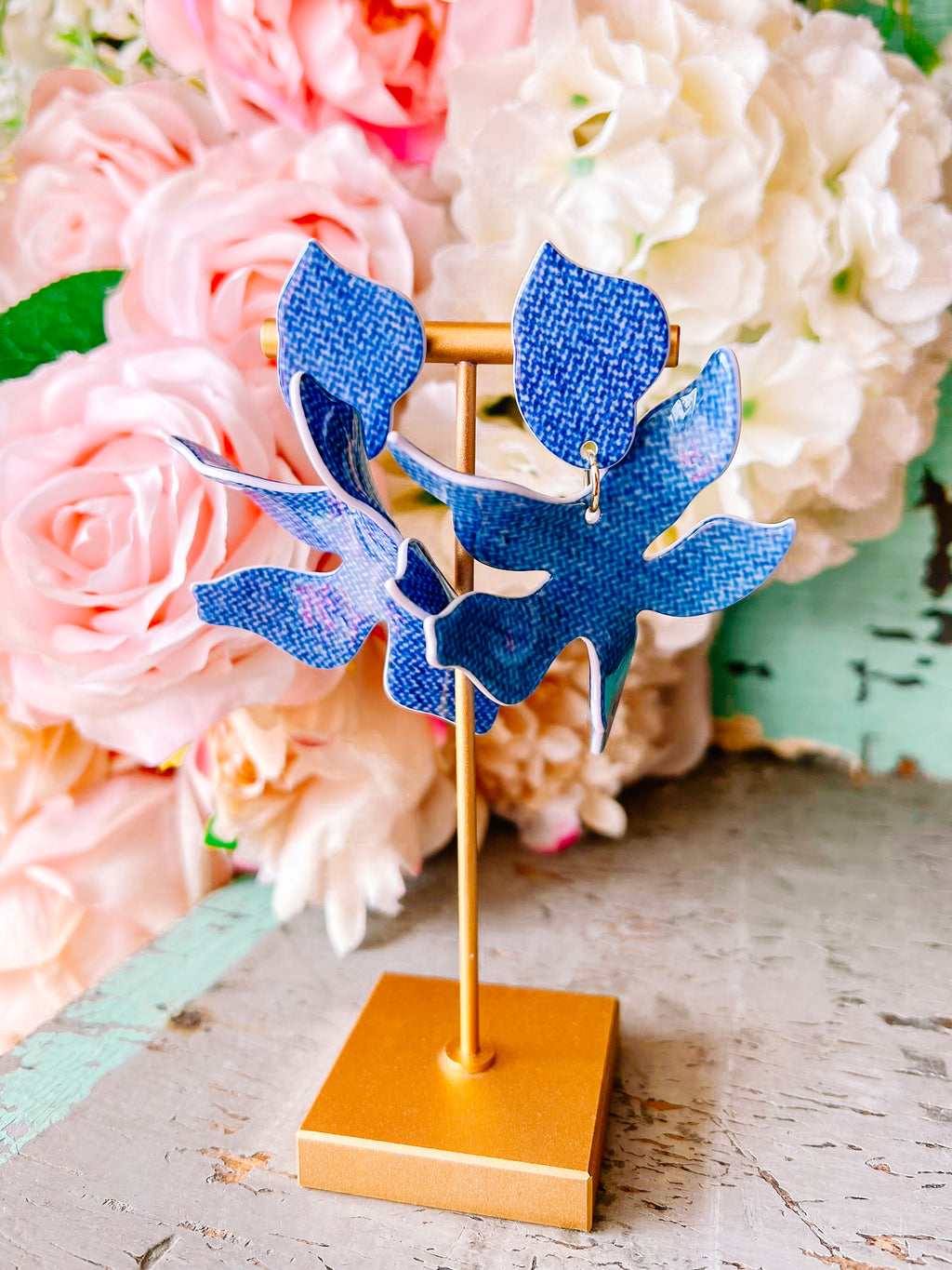 FLORA EARRINGS - DENIM